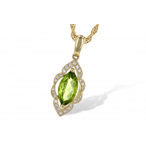 Pendantif peridot or 14kt et diamants